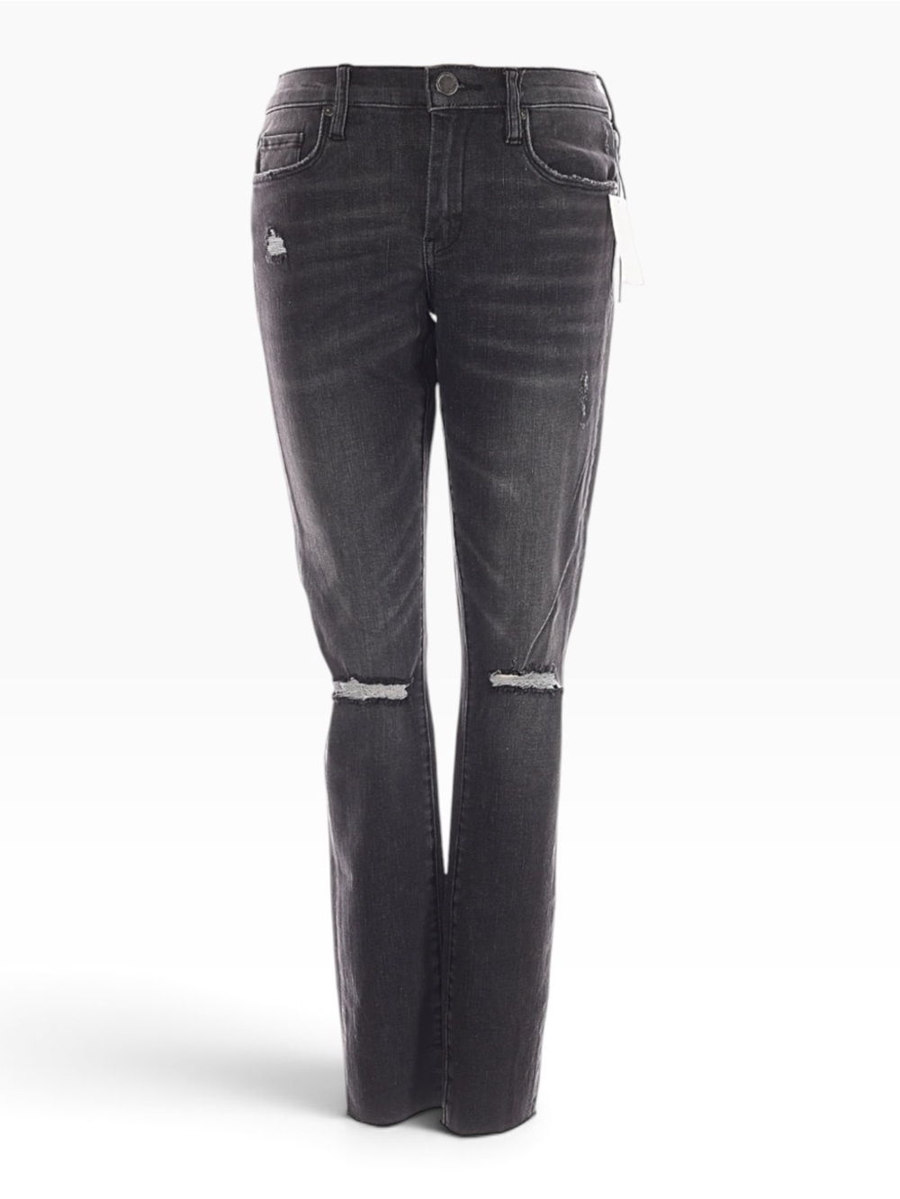 BLANKNYC The Bond Jeans 25 Black Distressed Mid Rise Skinny Raw Hem Stretch NWT